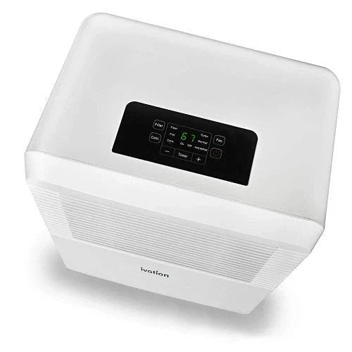 Deshumidificador Ivation de 30 pintas con certificación Energy Star – Gran capacidad para espacios de hasta 2,000 pies cuadrados – Incluye humidistato programable, conector para manguera, apagado/reinicio automático, ruedas y filtro de aire lavable (