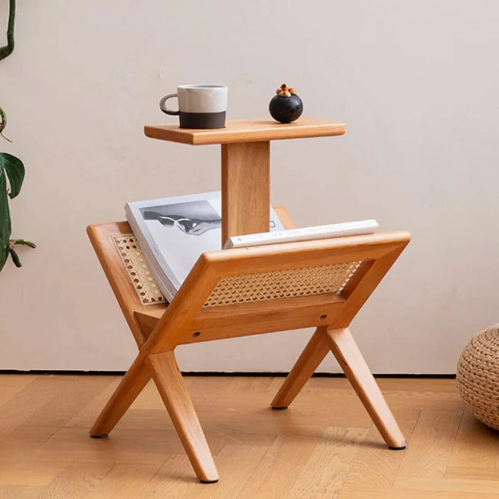 Eider Solid Ash Wood & Rattan End Table