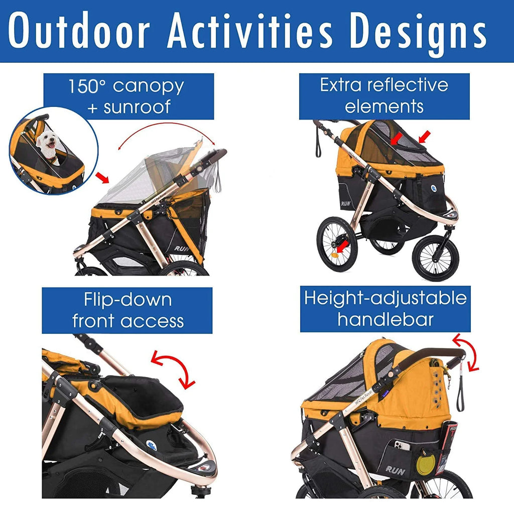 Coche Deportivo para Correr con Ruedas de Goma Confort / Entrada sin Cremallera / Plegado Rápido con Una Mano / Estructura de Aluminio para Perros, Gatos y Mascotas Pequeñas o Medianas (Camuflaje Verde)
