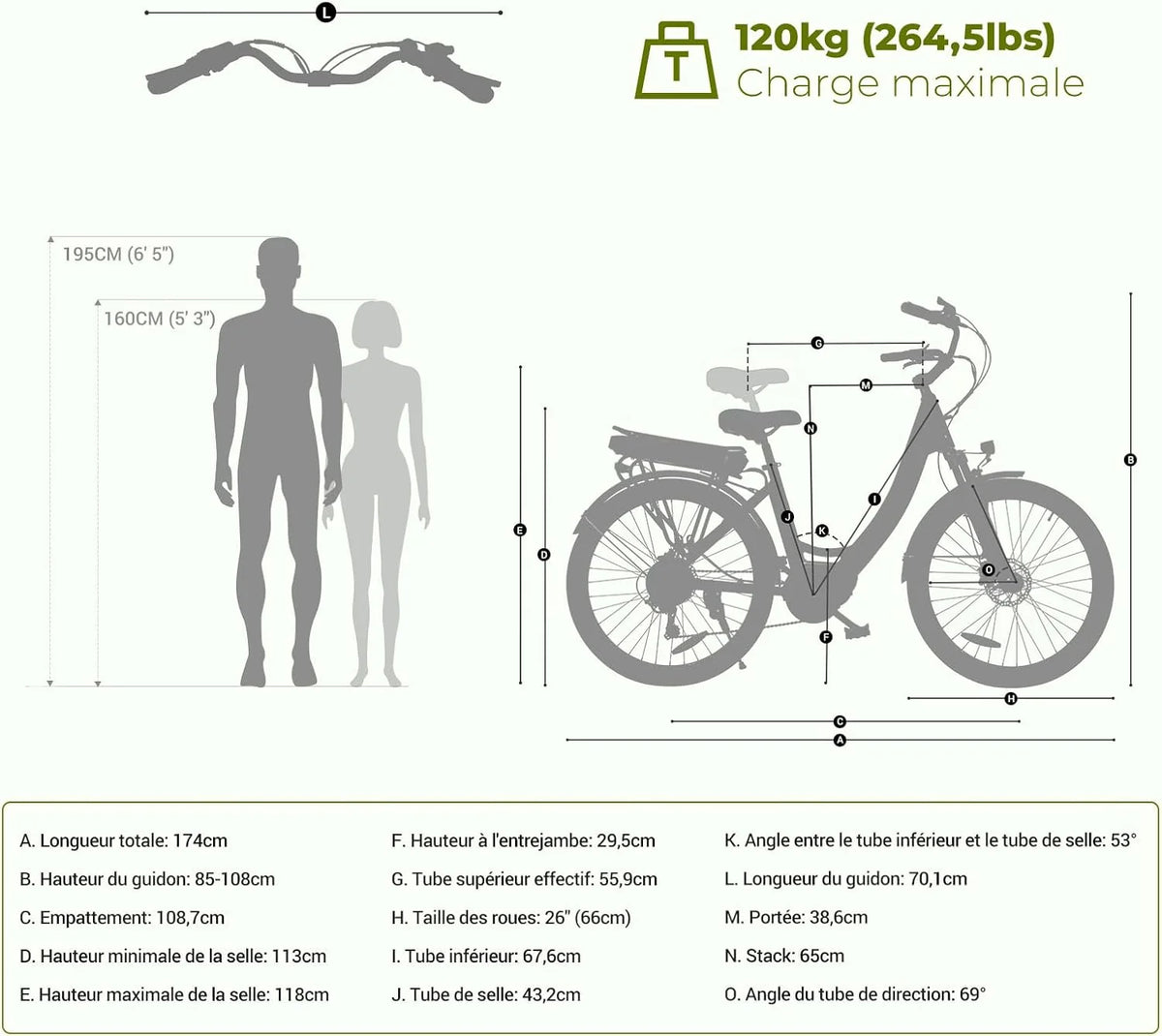 Eleglide C2 Vélo Électrique Adulte, 100Km Autonomie, Batterie Amovible, Freins Hydrauliques, Suspension Avant, 7 Vitesses, Vélo électrique à Moteur Central, Confortable pour Ville/Trekking