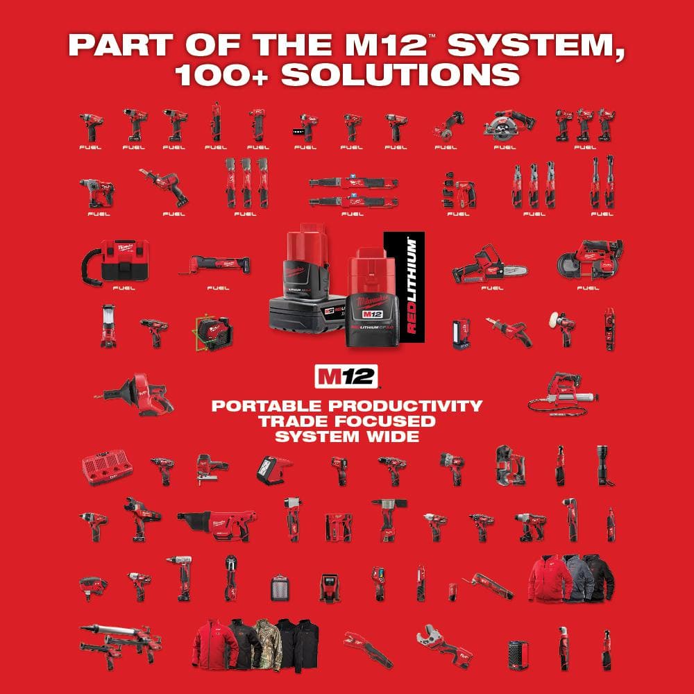 Radio inalámbrico para obra Milwaukee M12 de 12 voltios con Bluetooth/AM/FM y cargador 2951-20