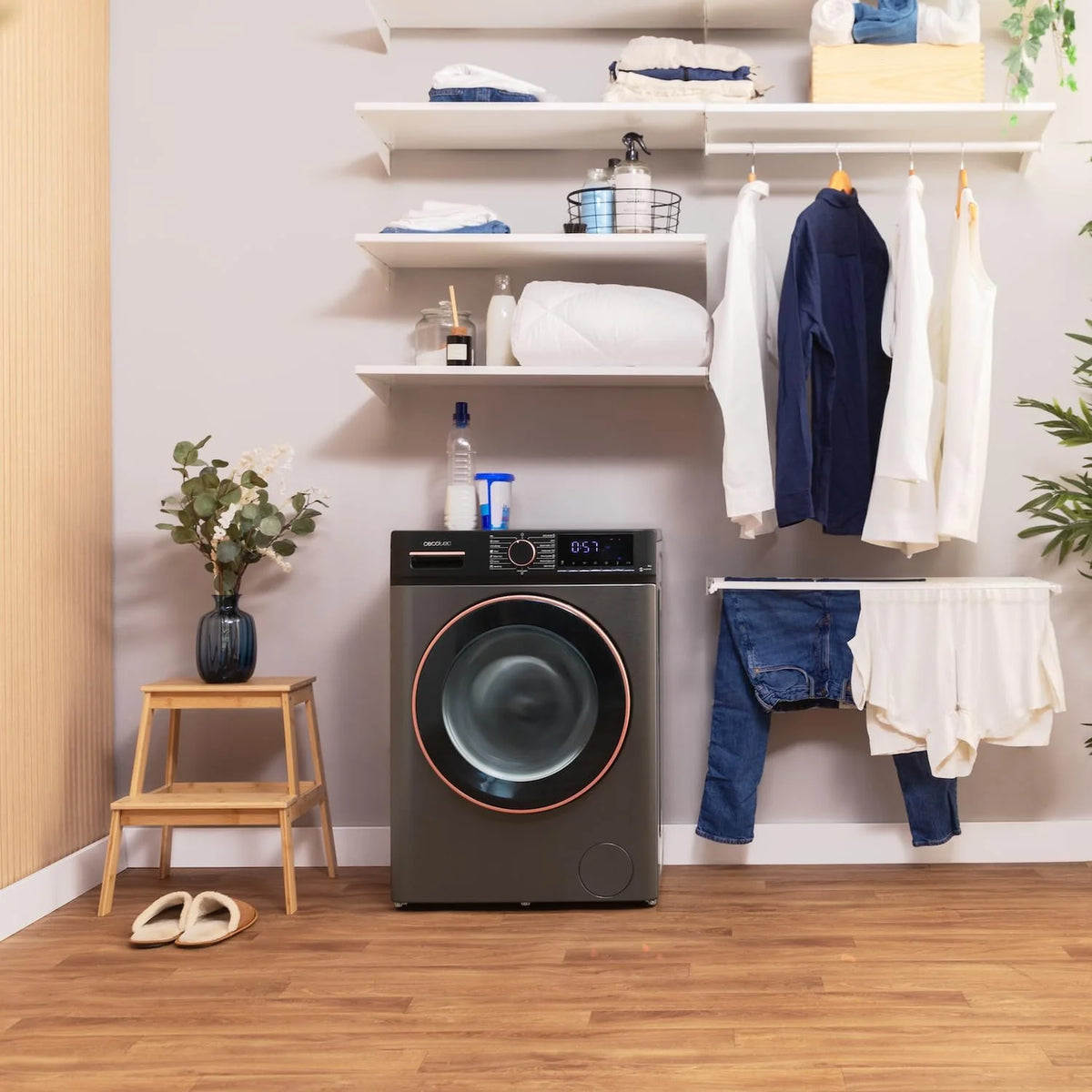 Cecotec Lave-linge 10Kg Bolero DressCode 10610 Inverter Steel A. Chargement Frontale, 1400 RPM, Steam Max, Motor Inverter Plus, 15 Programmes, OnSmart, Stop&Go, Caoutchouc Antibactérien, Drum Clean