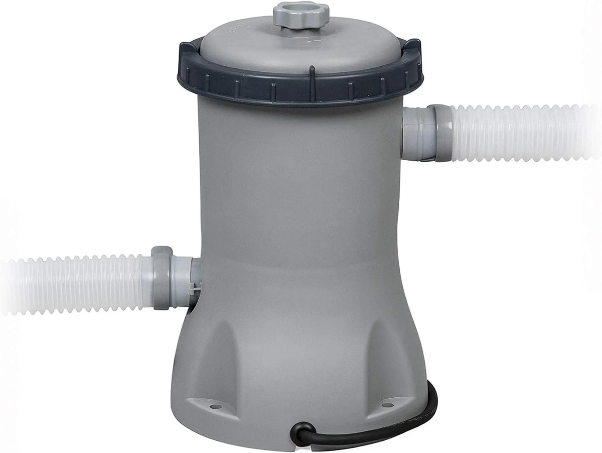 Bestway 56709 Piscine Hors Sol Power Steel™ Effet Rotin Diamètre 366 X 100 cm, Filtre à Cartouche, Échelle