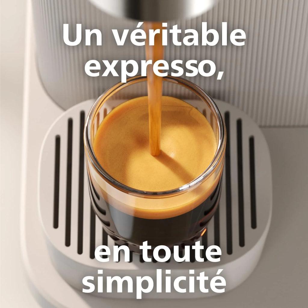 Philips Baristina Machine à expresso - Un véritable expresso, en toute simplicité - Compacte - 16 bars de pression - Broyeur intégré - Machine blanche avec porte-filtre blanc (BAR300/00)