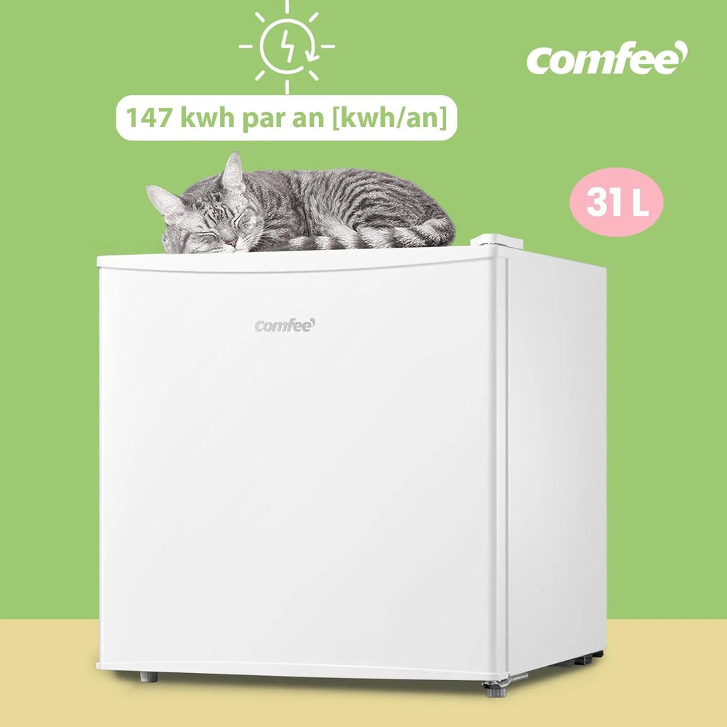 COMFEE' RCU40WH2(E) 31L Mini Congélateur, Porte Réversible, 4 Étoiles, Silencieux, pratique dans le Bureau, l'Hôtel et la Maison, Blanc