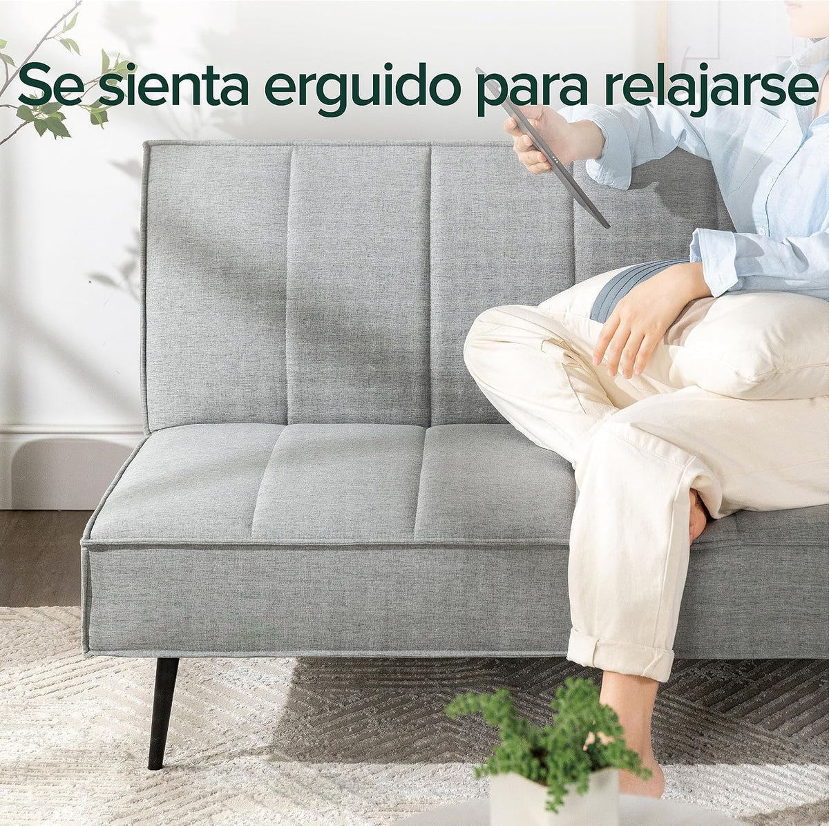 Zinus Quinn Clic Clac Sofá Cama - Sofá Cama Plegable 2 en 1 - Adecuado para habitaciones de invitados y espacios pequeños - Gris
