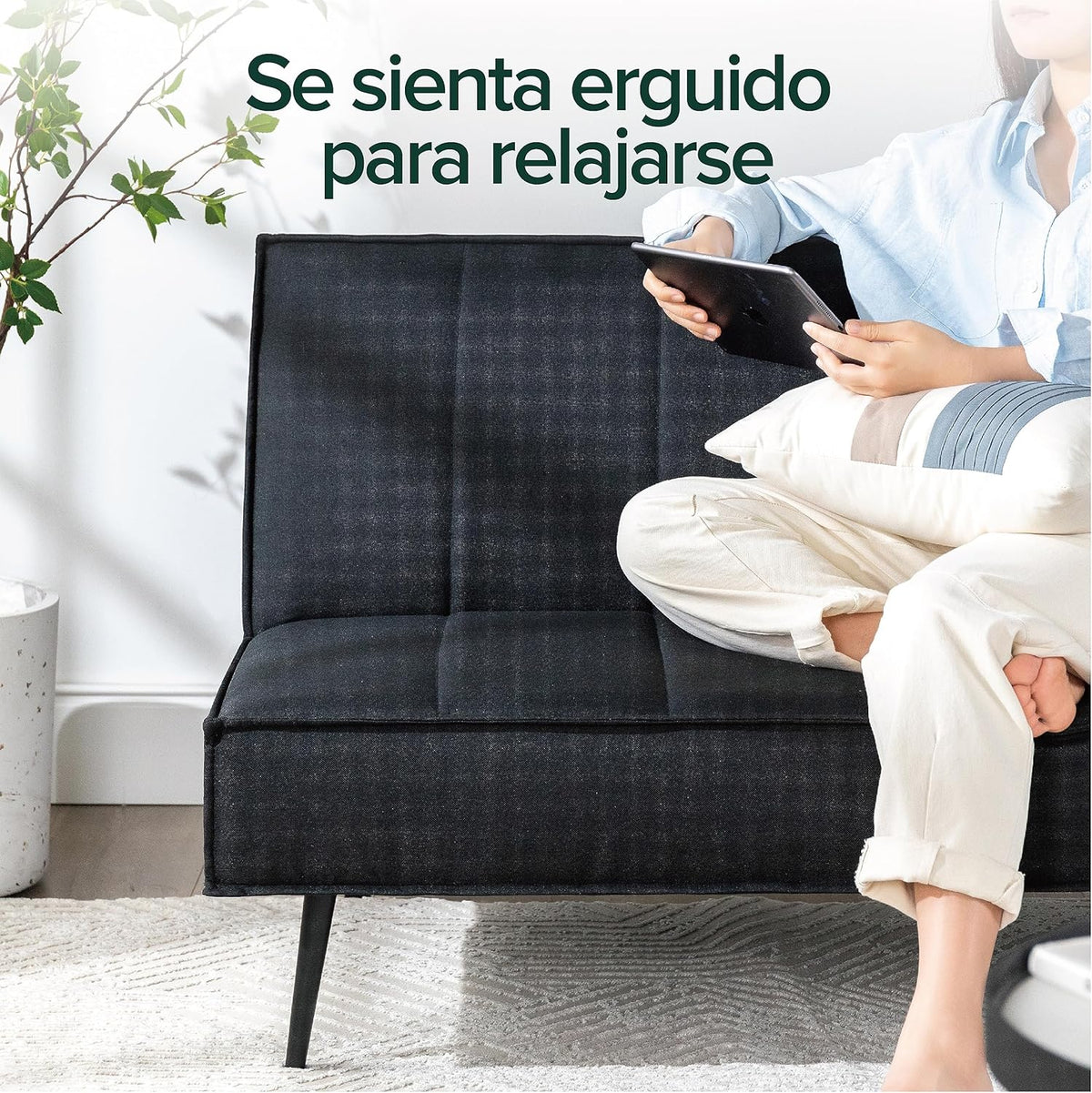 Zinus Quinn Clic Clac Sofá Cama - Sofá Cama Plegable 2 en 1 - Adecuado para habitaciones de invitados y espacios pequeños - Gris