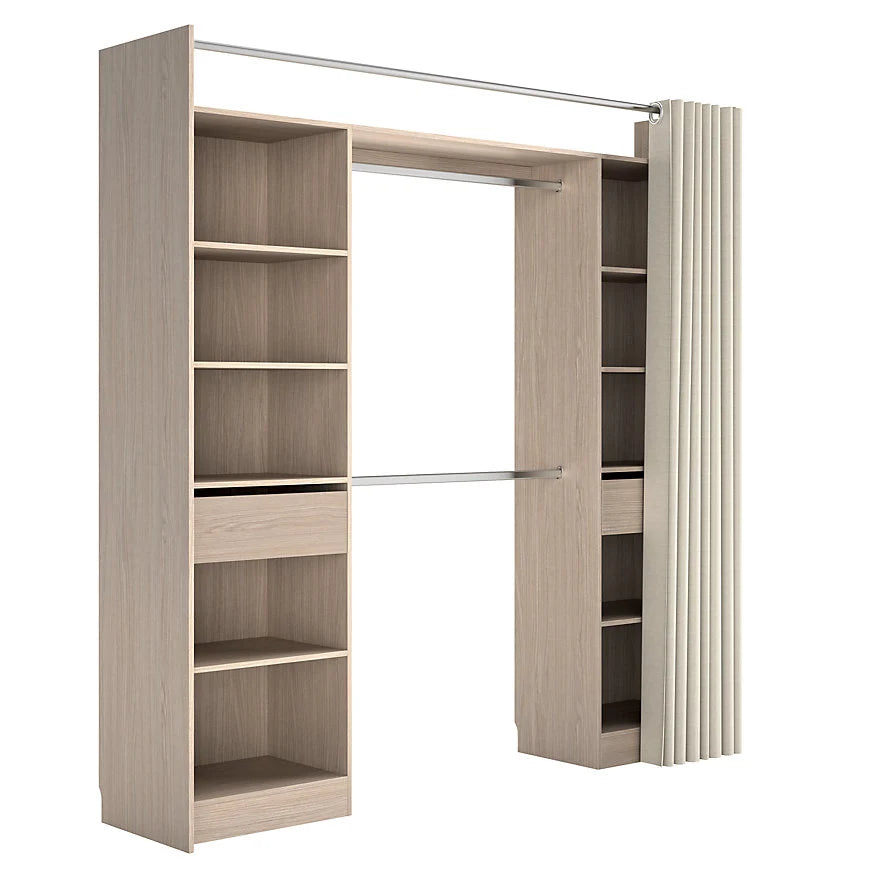 Kit dressing 2 colonnes réversibles avec 2 tiroirs effet chêne Balsam H. 220 x L. 220 x P. 48 cm