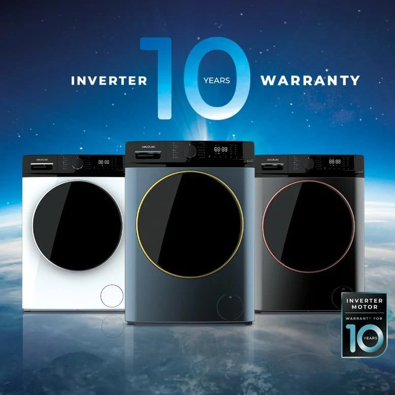 Cecotec Lave-linge 10Kg Bolero DressCode 10610 Inverter Steel A. Chargement Frontale, 1400 RPM, Steam Max, Motor Inverter Plus, 15 Programmes, OnSmart, Stop&Go, Caoutchouc Antibactérien, Drum Clean