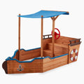 Arenero Infantil Barco Madera Home Deluxe Matschekiste 78  X 160  X 103 Cm - Natural / Azul