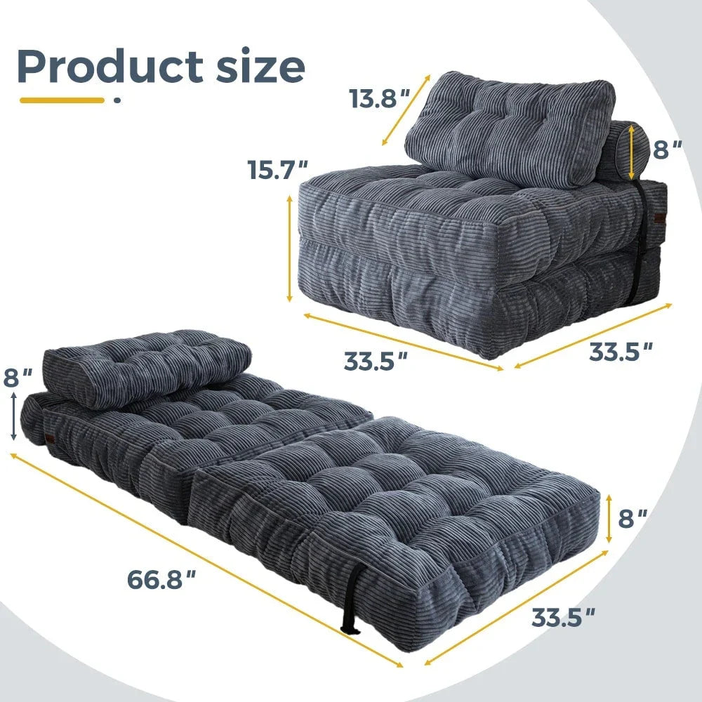 8 Corduroy Folding Couch Sofa Bed,Single