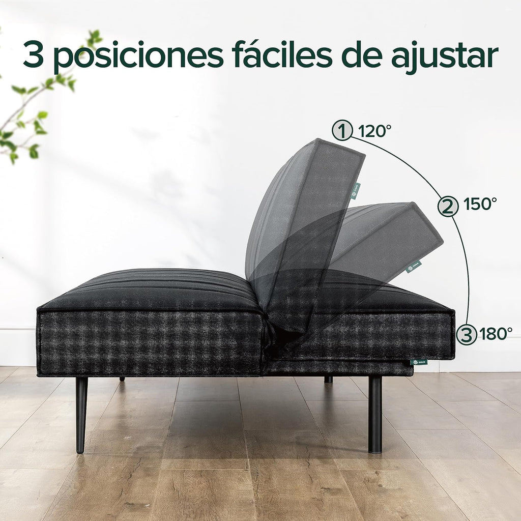 Zinus Quinn Clic Clac Sofá Cama - Sofá Cama Plegable 2 en 1 - Adecuado para habitaciones de invitados y espacios pequeños - Gris