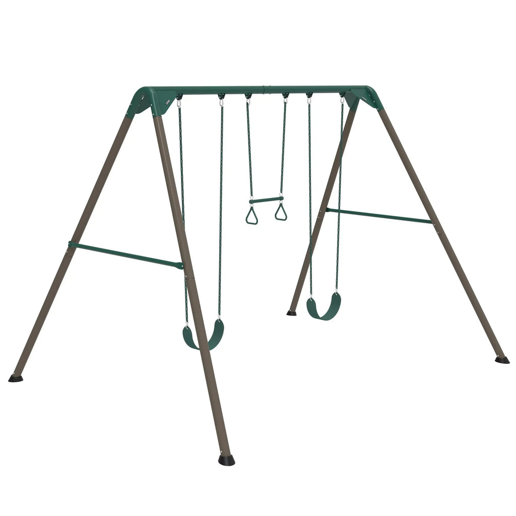 Lifetime Juego de Columpios Metálico para Niños con 2 Columpios de Cinturón y Barra de Trapecio – 9 pies (91137)