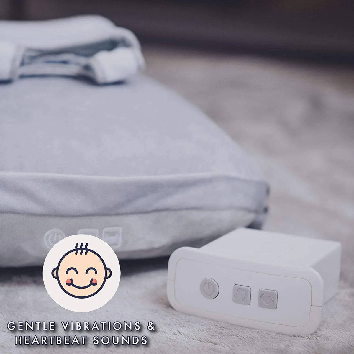 Babocush Nuevo Cojín de Confort para Recién Nacidos con Vibración Suave y Sonido de Latido del Corazón, Ayuda a Prevenir Cólicos, Alivia Gases y Reflujo, Proporciona Tiempo Esencial Boca Abajo