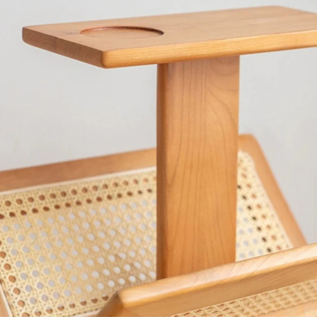 Eider Solid Ash Wood & Rattan End Table