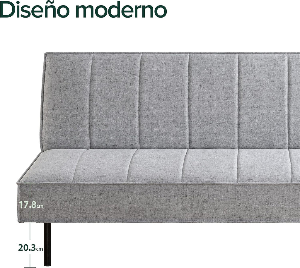 Zinus Quinn Clic Clac Sofá Cama - Sofá Cama Plegable 2 en 1 - Adecuado para habitaciones de invitados y espacios pequeños - Gris