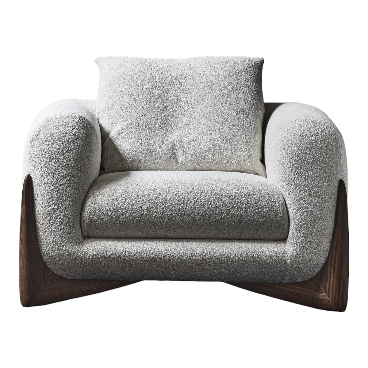 EDER 1 SEATER BOUCLE & WALNUT WOOD SOFA