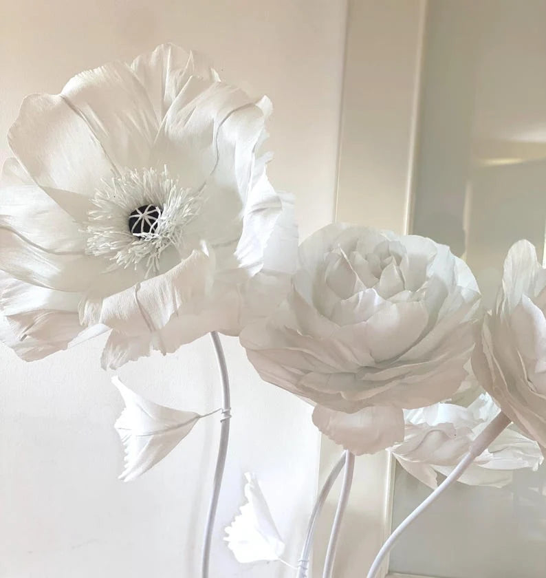 Amapola gigante de papel crepé, 1,8 m, decoración para bodas