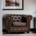 Nismaaya Campos Traditional Chesterfield Leather 1 Seater Sofa