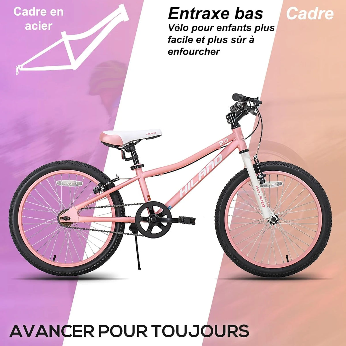 HILAND Climber Vélo VTT Enfant 20 Pouces, pour Garçon et Fille de 6 à 9 Ans, Freins V-Brake, Vélo Enfant