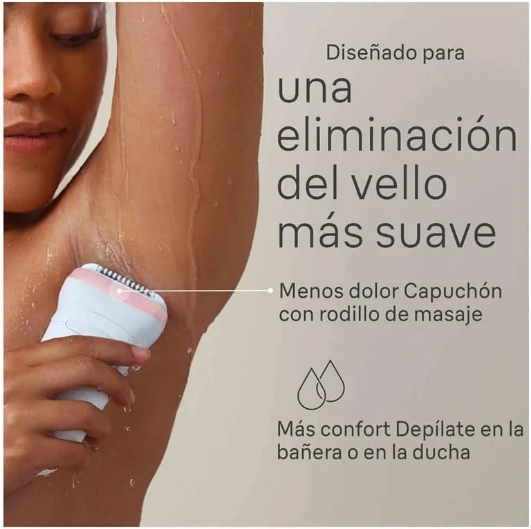 Braun Silk-épil 7, Depiladora Eléctrica para una Fácil Eliminación del Vello, Piel Suave y Duradera, Modelo 7-210, Blanco/Flamenco