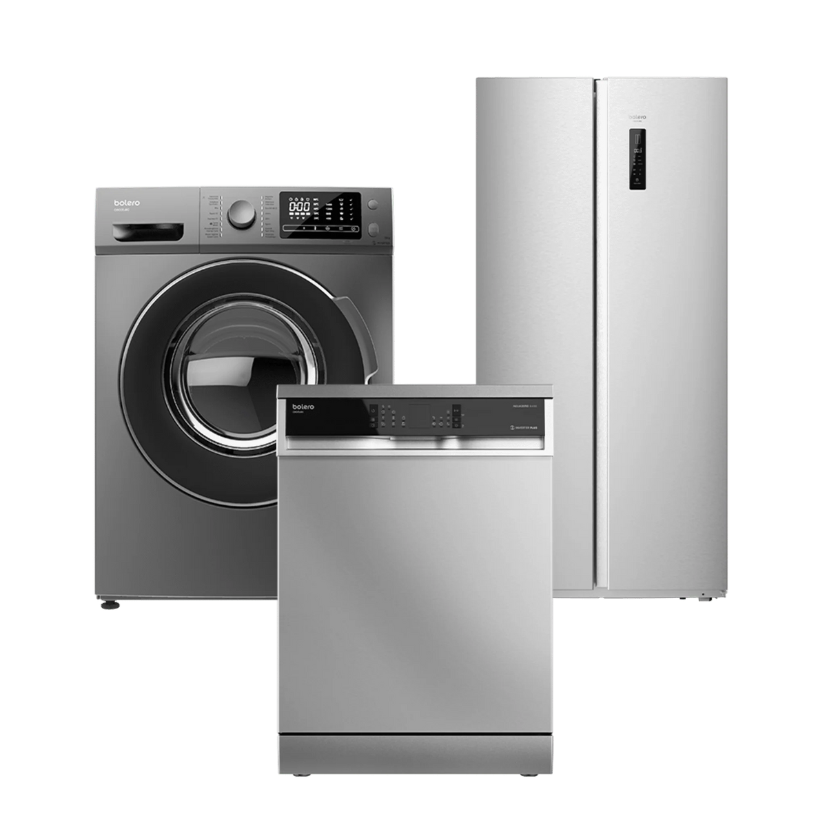 Pack Bolero DressCode 9600 Inverter Steel + Bolero Aguazero 6400 Inox + Bolero CoolMarket SBS 430 Inox