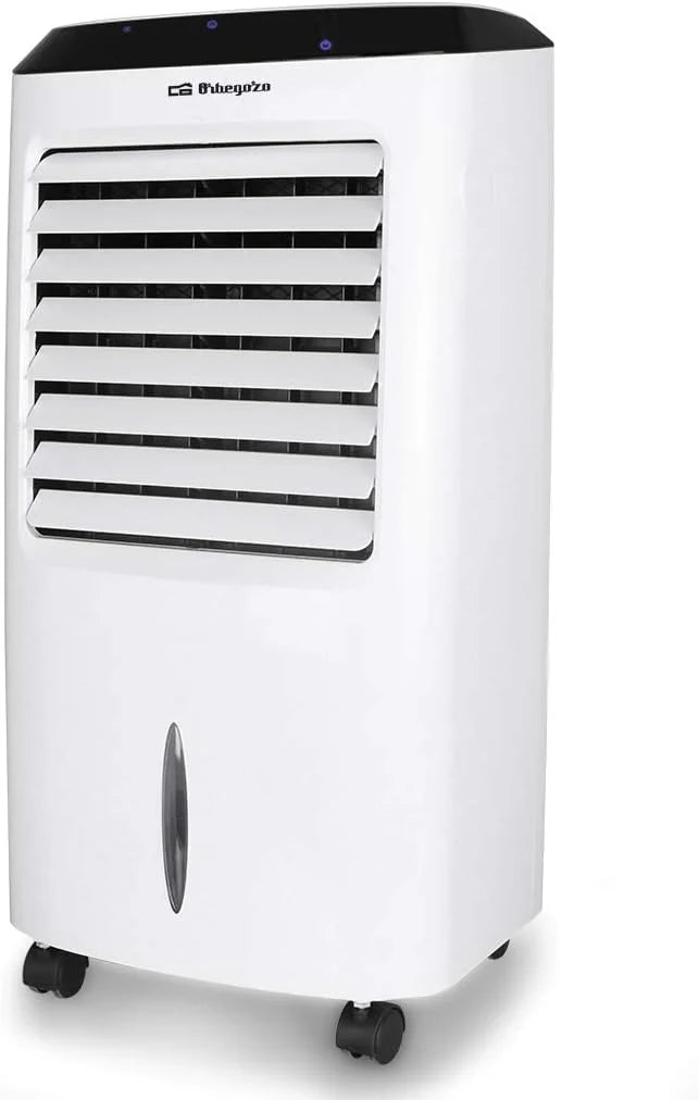 Orbegozo Air 52 – Aire Acondicionado Evaporativo 3 en 1, Depósito de 10 L, 65 W, 3 Velocidades, Temporizador Máximo de 8 Horas, Control Remoto, Acumuladores Fríos, Blanco