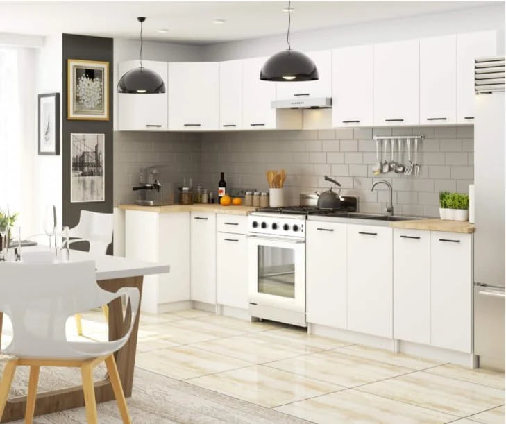 BDW Armoire de Cuisine OLIWIA S80 - Meuble Cuisine - Buffet - Panneau Stratifié 16 mm - Placage ABS - Design Moderne - Durable et Résistant à l'usure - Facile à Assembler - 3 Tiroirs - 80 cm - Blanc