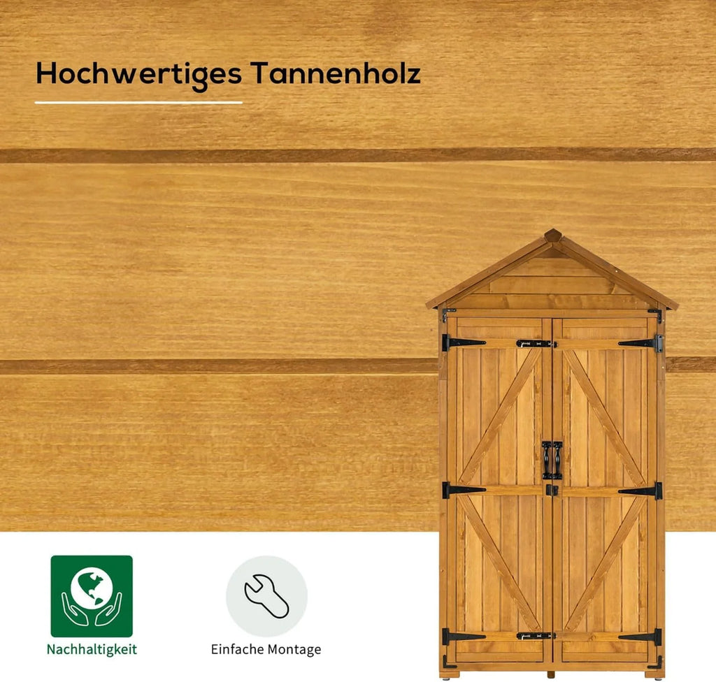 M MCombo Armoire de Jardin avec Toit à pignon en Bois imperméable Gris/Naturel 1000D 48 x 90 x 178 cm (Naturel)