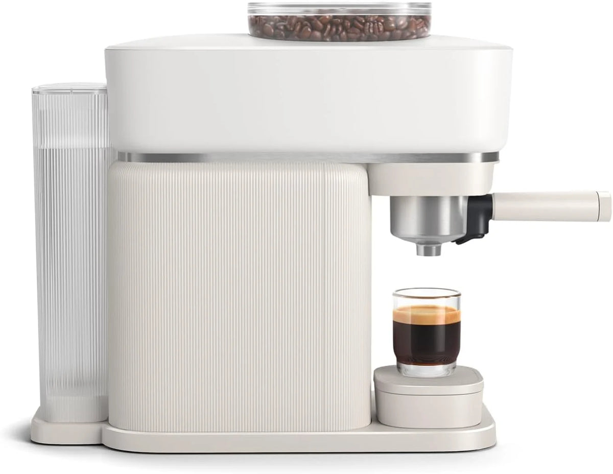 Philips Baristina Machine à expresso - Un véritable expresso, en toute simplicité - Compacte - 16 bars de pression - Broyeur intégré - Machine blanche avec porte-filtre blanc (BAR300/00)