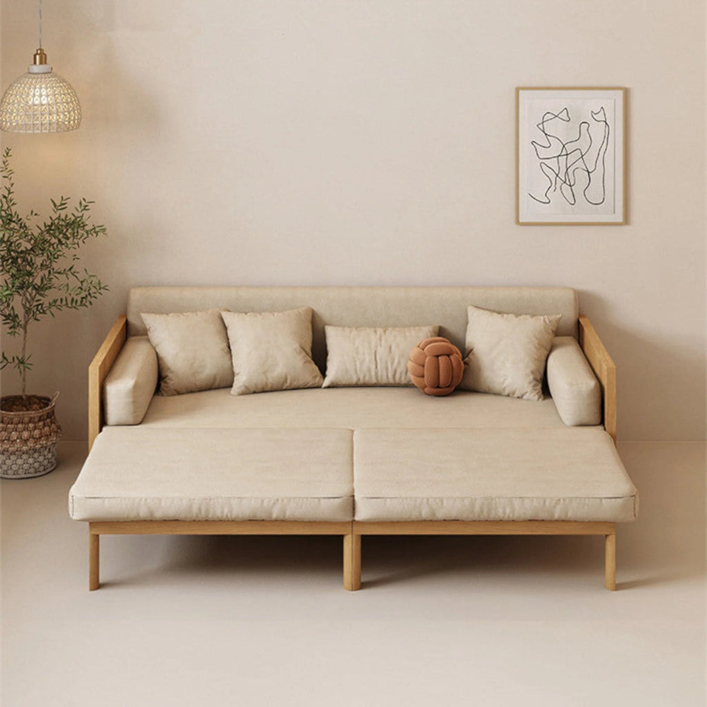 Nismaaya Multifunction Pull Out Sofa Cum Bed Solid Wood Frame