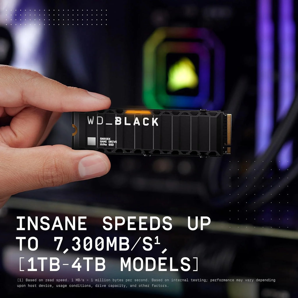 WD_Black SN850X SSD 4 to, Disque SSD Interne avec dissipateur Thermique, Gaming SSD, Haute Performance Disque de Jeu, Lecture jusqu'à 7300 Mo/s, écriture jusqu'à 6,600 Mo/s, PCIe Gen 4.0 NVMe, Noir