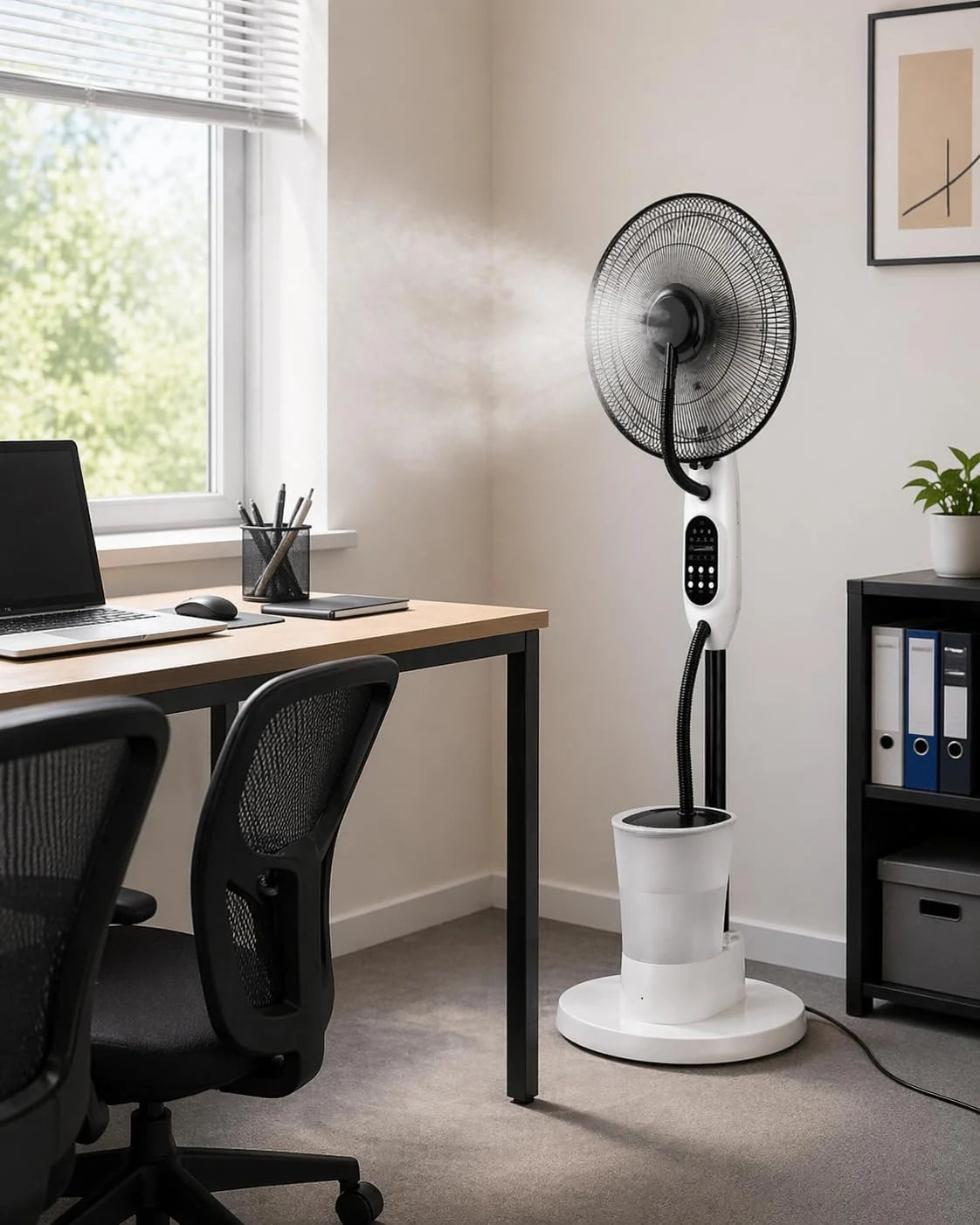 O'FRESH Ventilateur brumisateur sur Pied 125 cm – Puissant & Silencieux – Oscillation Automatique – 3 Vitesses – Intérieur – Idéal Maison, Bureaun Chambre - Rafraichit instantanémant