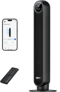 DREO Ventilateur tour intelligent avec fonction WiFi, ventilateur silencieux avec contrôle vocal et télécommande, oscillation à 90°, 4 modes, 4 vitesses, minuterie 8H, ventilateur de refroidissement
