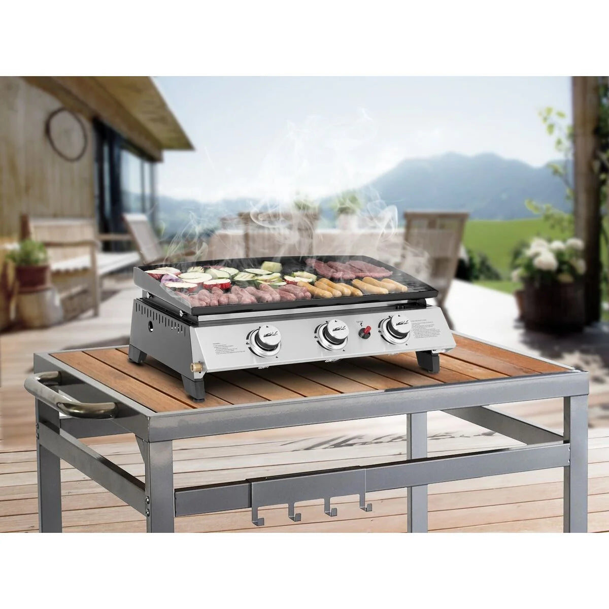 Plancha De Gas 3 Fuegos "jolly" - 7,5 Kw - Gris