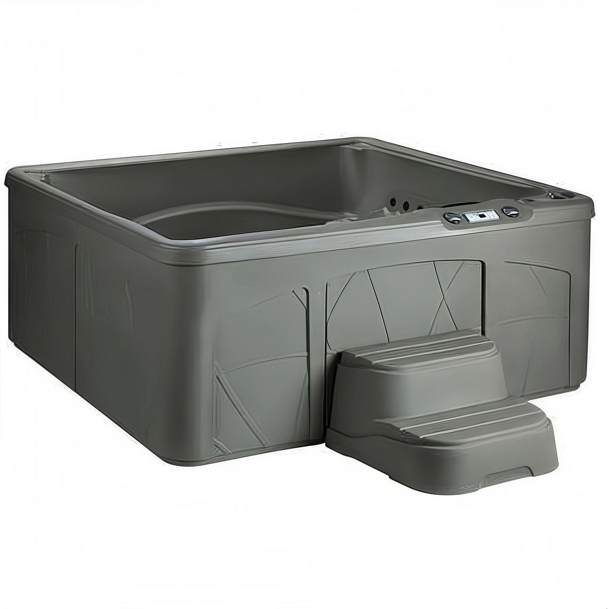 LifeSmart 2 Step Non Slip Square Spa Hot Tub Straight Steps, Taupe (Used)