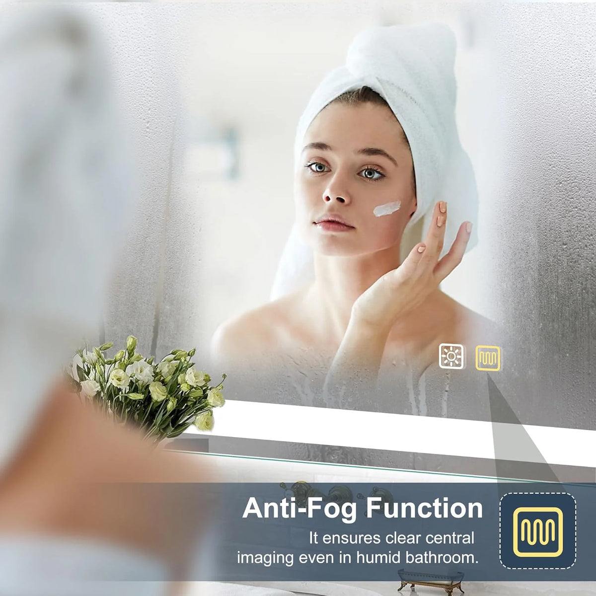 S'bagno Espejo-Baño-con-Luz 120x70cm, Espejo-Baño-LED-Bluetooth con Función Antivaho, 3000K/4000K/6500K, Regulable, Memoria, Cristal Templado HD, IP44-Espejos-de-Baño-con-LED, Horizontal/Vertical