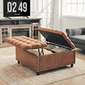 Redlife Puff Almacenaje, Mesa de Café con Ottoman de Almacenamiento, 89.9 cm Gran reposapies Salon, Ottoman Tapizado con Almacenamiento para Sala de Estar (marrón)
