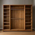 Armoire en Bois avec Étagères et Tringles Métalliques 200cmx180cmx60cm