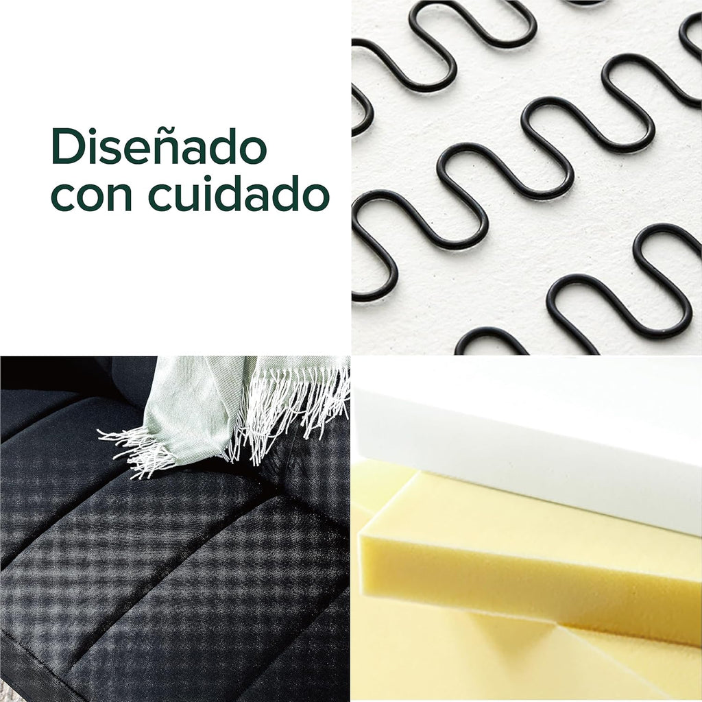 Zinus Quinn Clic Clac Sofá Cama - Sofá Cama Plegable 2 en 1 - Adecuado para habitaciones de invitados y espacios pequeños - Gris