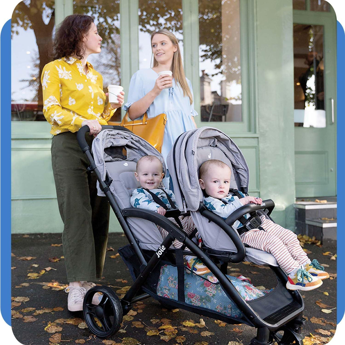 Joie - Evalite™ Duo - Poussette Double - Siège Arrière Inclinable À Plat - Pliage Facile & Compact - Compatible Sièges Auto - Suspension 4 Roues - Harnais 5 Points SoftTouch - Dès la naissance