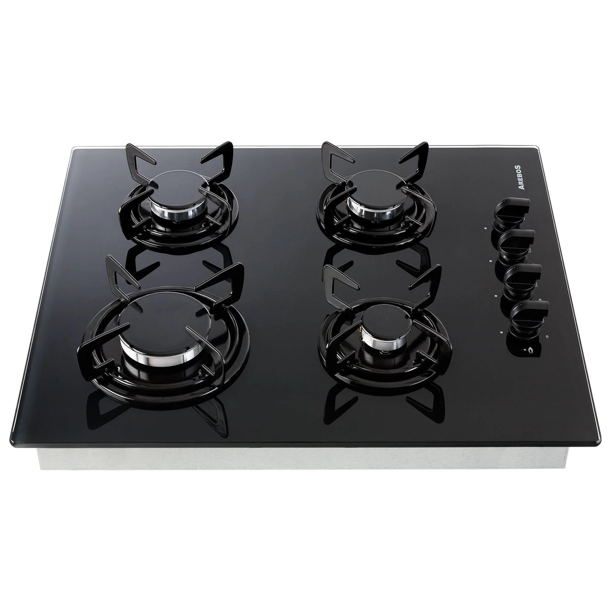 Arebos Cuisinière à gaz 4 flammes en verre trempé |Autonome