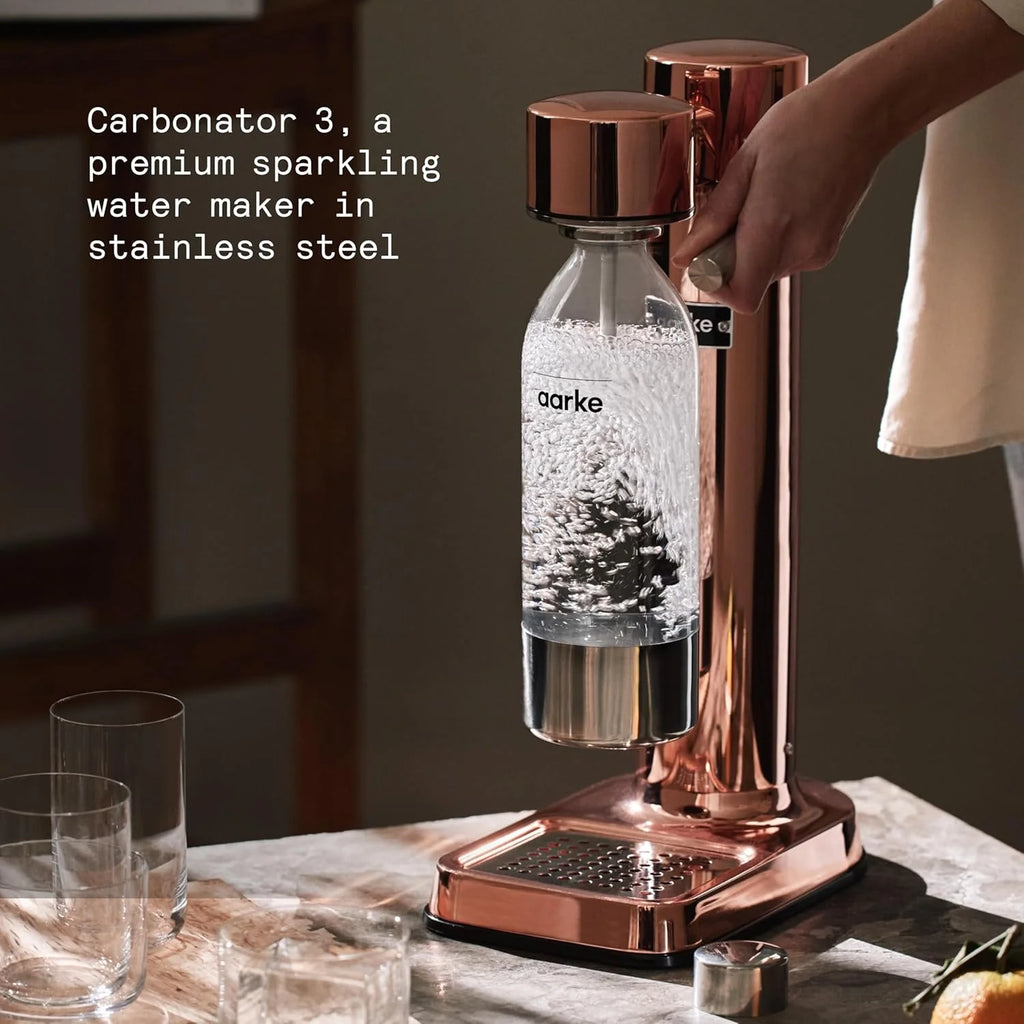 Aarke Carbonator 3, Máquina Gasificadora de Agua en Acero Inoxidable, incluye Dos Botellas (800ml), Acabado en Negro
