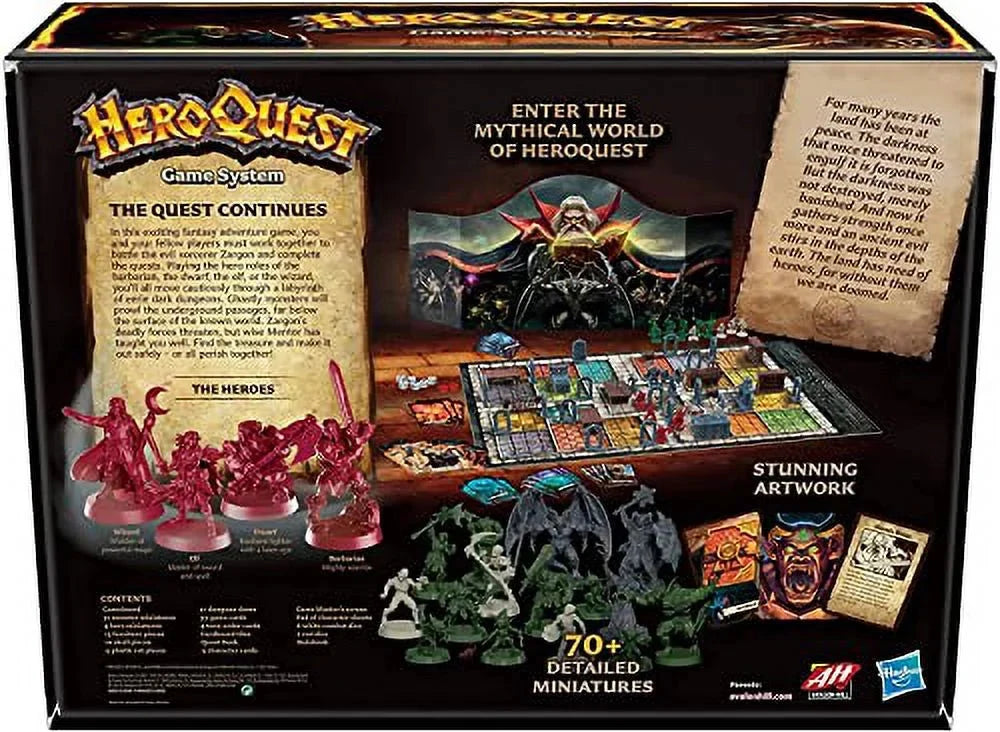 Juego de Mesa Hasbro Gaming Avalon Hill HeroQuest, Juego de Aventuras Fantásticas en Mazmorras para 2-5 Jugadores, Edad 14+