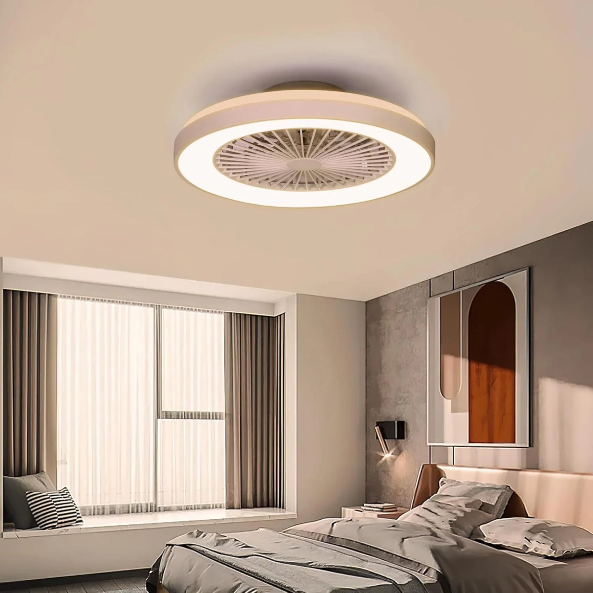 Ventilador de Techo Blanco activeallbrite, Motor DC 20W, Velocidad del Viento Ajustable con Control Remoto, Adecuado para Dormitorio y Habitación Infantil