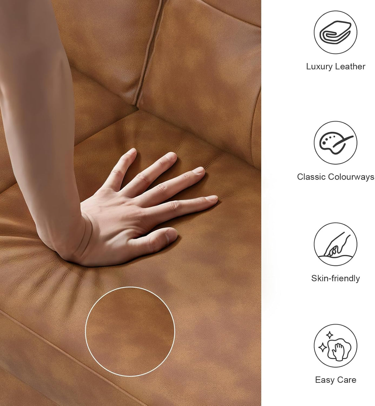 Aotumm Ciort Sofa 2 Plazas, Sofá Moderno con Cojines Gruesos, 2 Almohadas, Cómodo Sofá de Cuero con 2 Bolsillos de Almacenamiento para Sala de Estar/Dormitorio/Oficina, Sofá Pequeño (Marrón)