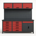 Armoire de garage en métal avec tiroirs et étagères rouge/gris 160x60x156 cm
