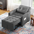 Canapé-lit Compact 3-en-1, canapé Pliant & ottomane avec Fonction lit, Fauteuil Convertible jusqu'à 200 kg, canapé-lit avec revêtement Effet Lin, Fauteuil pour Salon et Chambre d'amis, Gris foncé