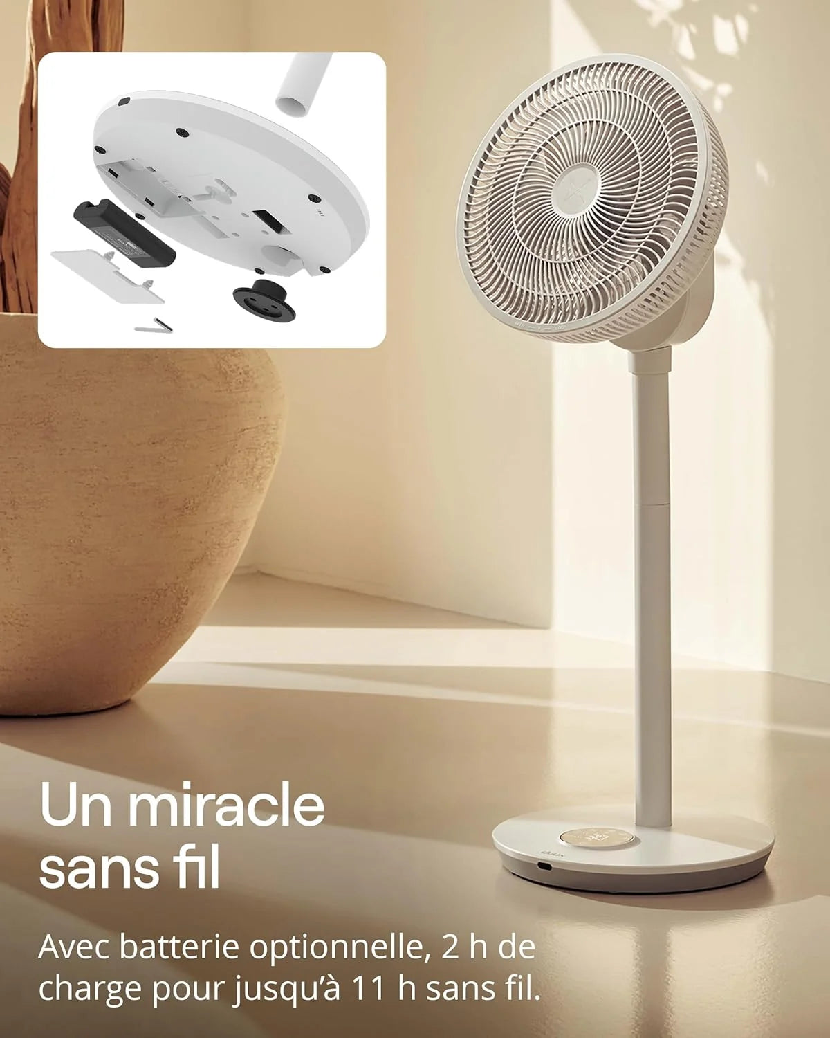 Duux Whisper Flex 2 Ventilateur – Ultra Silencieux 13 dB – Mode Nuit & Minuterie – Hauteur Réglable (54–92 cm) – Économe dès 2W – Commande sur le Ventilateur & Télécommande – Blanc