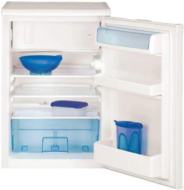 Beko TSE1284N Réfrigérateur table top - Volume total 114L : 101L (Réfrigération) + 13L (Congélation), Compartiment congélation 4 étoiles, MinFrost, Charnière de porte réversible, blanc